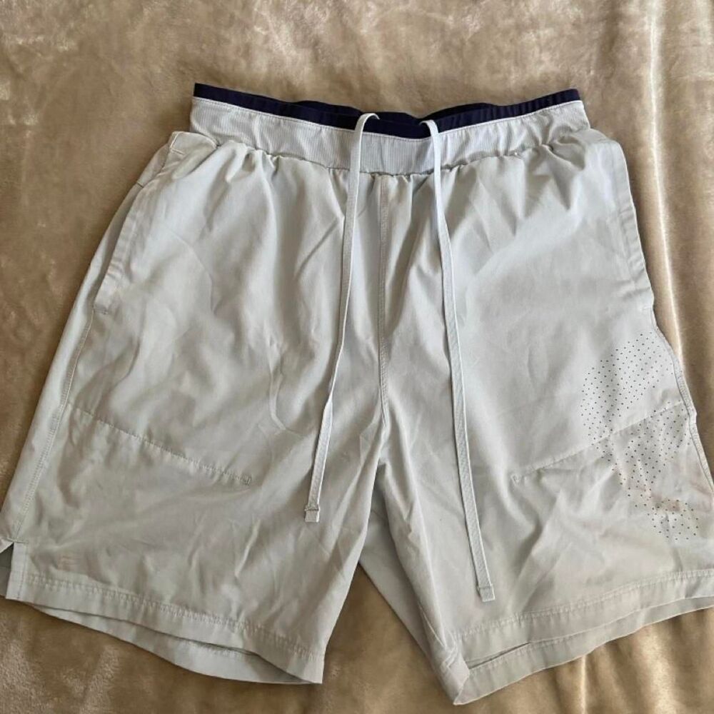Fabletics Light Grey/Blue Shorts Medium